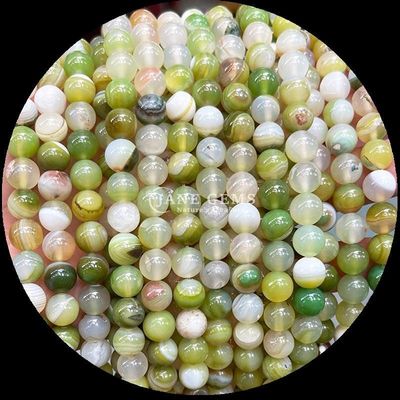 둥근 모양 보석 붉은 줄무늬 아가트 녹색 줄무늬 아가트 귀걸이 DIY 보석 제조를위한 자연 느슨한 진주 나선