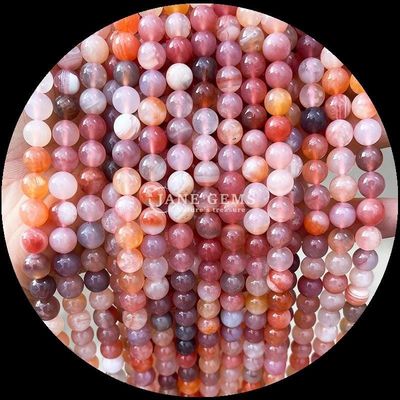 DIY 보석 제작 8mm 원형 천연 보석 구슬 체리 아가트 및 귀걸이를위한 다양한 아가트 스트랜드