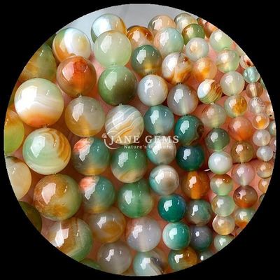 둥근 모양 8mm 천연 보석 구슬 다양한 아가트 구슬 카넬리아 노란색 줄무늬 아가트 느슨한 구슬 스트랜드 DIY 보석