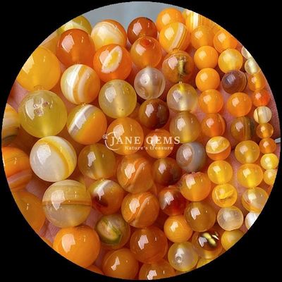 둥근 모양 8mm 천연 보석 구슬 다양한 아가트 구슬 카넬리아 노란색 줄무늬 아가트 느슨한 구슬 스트랜드 DIY 보석
