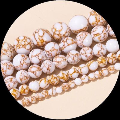 다양한 색상 둥근 모양 보석 진주 금 선 튀르코아즈 느슨한 진주 선 DIY 선물